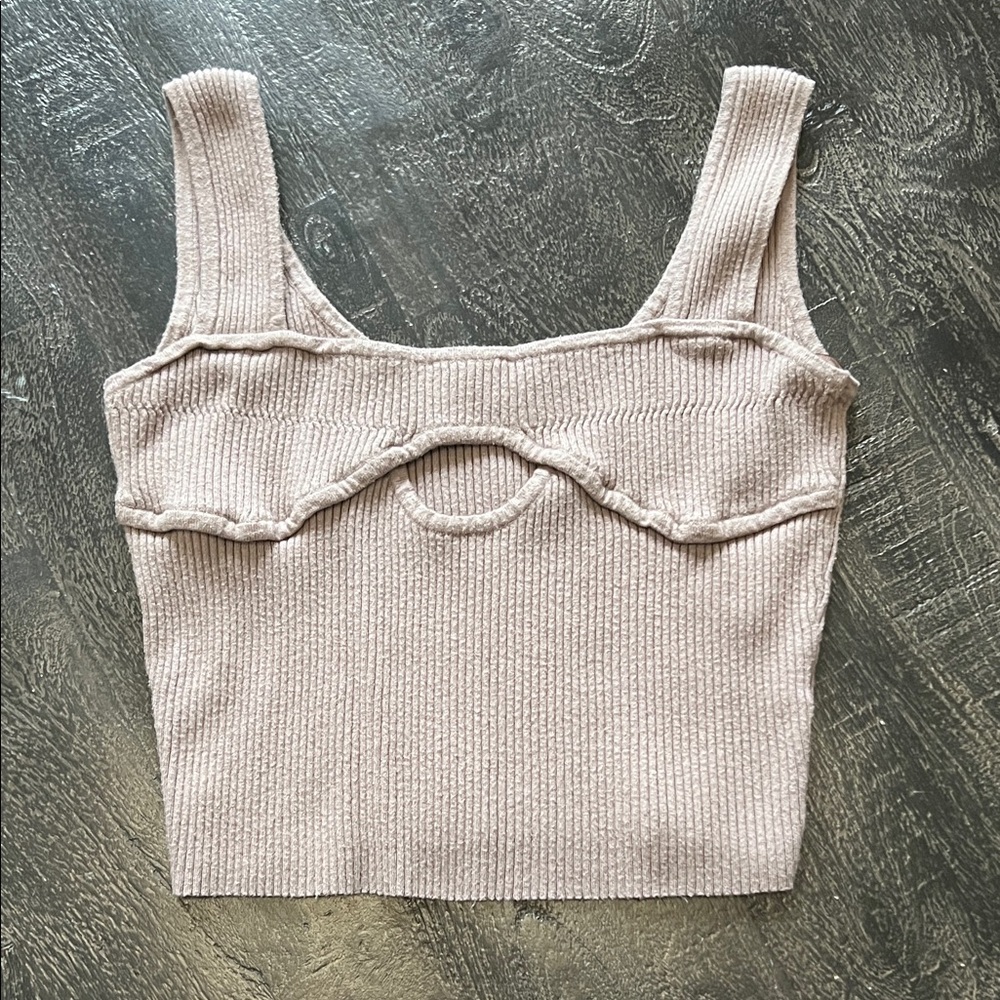 Fashion Nova Cream Ribbed Crop Tank Top - Picture 1 of 2
